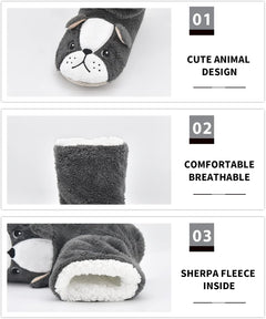DICUIRD Womens Slipper Socks Comfy&Warm Animal Non-Skid Bedroom Slipper Booties