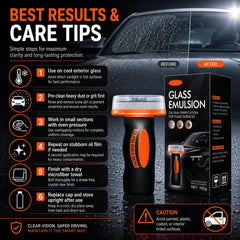 Glass Oil Film Remover for Car, 100ml Roll-On Glass Compound with Cleaning Board, Removes Oil Film & Smudges, Improve Windshield Clarity for Safe Driving