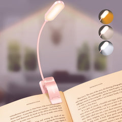Gritin 16 LED Rechargeable Book Light for Reading in Bed | Eye Caring 3 Color Temperatures,Stepless Dimming Brightness,80 Hrs Runtime,Lightweight Flexible Clip on Light for Book Lovers