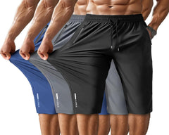 Hidkat Men's Capri Pants 3/4 Joggers Gym/Workout/Hiking Below Knee Long Shorts Lightweight Quick Dry with Zipper Pockets