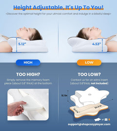 Ultra Pain Relief Cooling Pillow for Neck Support, Adjustable Cervical Pillow Cozy Sleeping, Odorless Ergonomic Contour Memory Foam Pillows, Orthopedic Bed Pillow for Side Back Stomach Sleeper
