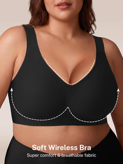 habibee Jelly Push Up Bra for Women Plus Size Wireless Full Coverage Bra for Large Breast, Seamless Everyday Bralette 32D-46E