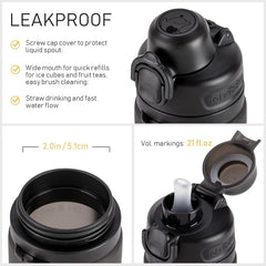 TakeToday Collapsible Water Bottles 21oz (600mL), Foldable Platinum Silicone Travel Water Bottle with Straw & Carry Strap, Leak-Resistant Screw Lid, Wide Mouth, BPA-Free for Hiking, Camping, Travel