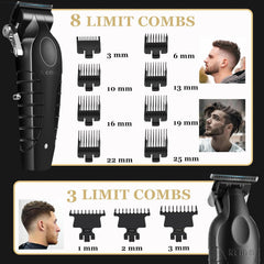 KEMEI Professional Hair Clipper and Trimmers Set, Cordless Barber Clippers, Beard Trimmer, Electric Foil Shaver with Replacement Heads, KM-PG2299, KM-2296, KM-1102
