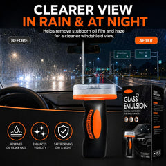 Glass Oil Film Remover for Car, 100ml Roll-On Glass Compound with Cleaning Board, Removes Oil Film & Smudges, Improve Windshield Clarity for Safe Driving