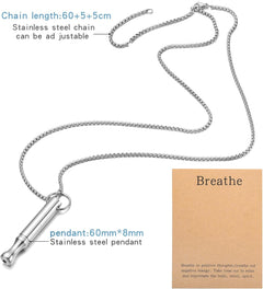 Anxiety Breathe Necklace Mindfulness Breathing Necklace Stress Relief Stainless Steel Pendant Necklace for Women Men