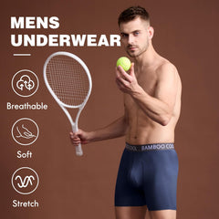 BAMBOO COOL Men's Ultra Breathable Underwear,No Riding Up Boxer Briefs with ComfortFlexible Waistband,Multipack