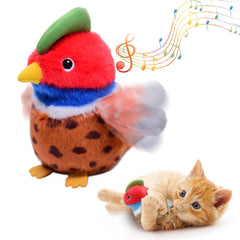 Cat Toys, Flapping Wings Sparrow, No Flying, Chirping Bird Interactive Catnip Toy for Kitten or Small Dogs, Touch Activated, Rechargeable