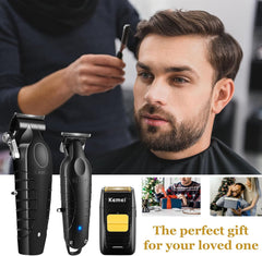 KEMEI Professional Hair Clipper and Trimmers Set, Cordless Barber Clippers, Beard Trimmer, Electric Foil Shaver with Replacement Heads, KM-PG2299, KM-2296, KM-1102