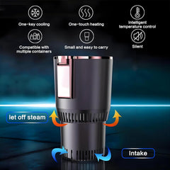 2-in-1 Smart Car Cup Holder, Drinks Cooler and Warmer, Beverage Chilling or Heating, LED Temperature Display, Touchscreen Control, for RV, Road Trip, Commuting(12V 36W, Blue)