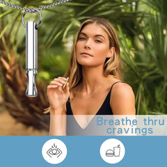 Anxiety Breathe Necklace Mindfulness Breathing Necklace Stress Relief Stainless Steel Pendant Necklace for Women Men
