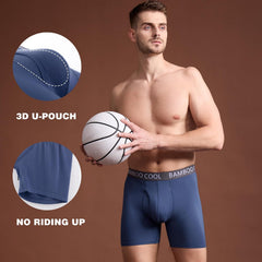 BAMBOO COOL Men's Ultra Breathable Underwear,No Riding Up Boxer Briefs with ComfortFlexible Waistband,Multipack