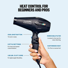 BaBylissPRO Nano Titanium Italian Portofino Hair Dryer - Professional 2000 Watt Blow Dryer