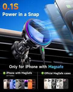 for MagSafe Car Mount Charger, TEC & Fan Dual Cooling Magnetic Wireless Car Charger, Strong Magnet 15W Fast Charging Air Vent Car Phone Holder Bracket for Your Car for iPhone 17 16 15 14 13 & Android