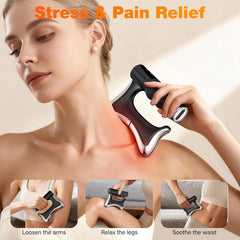 Electric Heated Muscle Scraper Tool, 3-in-1 Multifunctional Fascia Knife Massage with Heat & Vibration, Portable Smart LED Electric Gua Sha Massage Tool for Full Body Relax