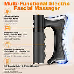 Electric Heated Muscle Scraper Tool, 3-in-1 Multifunctional Fascia Knife Massage with Heat & Vibration, Portable Smart LED Electric Gua Sha Massage Tool for Full Body Relax