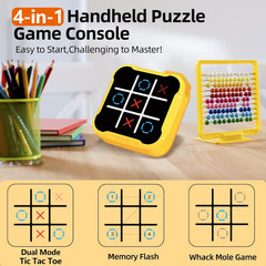 4-in-1 Tic Tac Toe Toys for Kid: Age 6-12 Kids Portable Sensory Puzzle Game | Electronic Toy for 6-12 Years Boys Girls - Development Memory,Reaction Skills - Travel Home School Christmas Birthday Gift