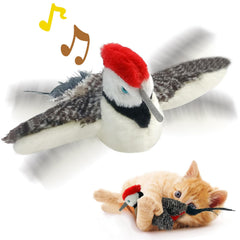 Cat Toys, Flapping Wings Sparrow, No Flying, Chirping Bird Interactive Catnip Toy for Kitten or Small Dogs, Touch Activated, Rechargeable
