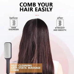 Cleaning Rotating Lifting Comb, Rotate Lifting Self Cleaning Hairbrush for Women, 4 in 1 Self Cleaning Hair Brush, Self-Cleaning Anti-Static Massage Comb (Purple+Grey)