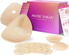 Muse Saga Push Up Sticky Bra Inserts – Hypoallergenic Sticky Bra inserts push up, Invisible Sticky push up bra inserts