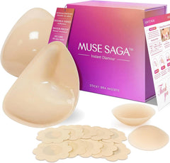 Muse Saga Push Up Sticky Bra Inserts – Hypoallergenic Sticky Bra inserts push up, Invisible Sticky push up bra inserts