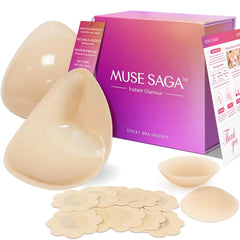 Muse Saga Push Up Sticky Bra Inserts – Hypoallergenic Sticky Bra inserts push up, Invisible Sticky push up bra inserts