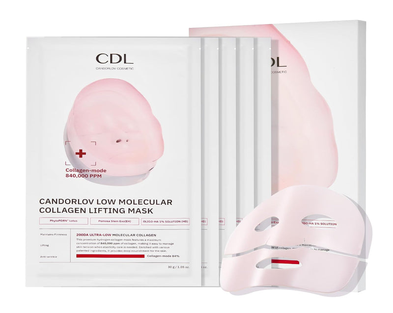 CANDORLOV Overnight Collagen Lifting Face Mask 5 Sheets, Korean Face Lifting Deep Hydrogel Mask for Glass Skin, Anti-Aging with PDRN, Hyaluronic Acid for Elasticity, Firmness