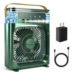 Portable Air Conditioner Fan, Mini Evaporative Air Cooler Cooling Fan with 5 Spray Nozzles,3 Wind Speeds,3 Timers,7 Colors LED Light,600ML Personal AC Unit Fan for Bedroom Office Camping（Black）
