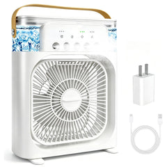 Portable Air Conditioner Fan, Mini Evaporative Air Cooler Cooling Fan with 5 Spray Nozzles,3 Wind Speeds,3 Timers,7 Colors LED Light,600ML Personal AC Unit Fan for Bedroom Office Camping（Black）