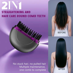 Mini Hair Straightener, Rechargeable Portable Hair Straightener Brush,3-Speed Temperature Control Rechargeable Fast Heating Hot Comb Anti-Scald Shell, Portable Travel for Women (Black)