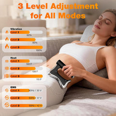 Electric Heated Muscle Scraper Tool, 3-in-1 Multifunctional Fascia Knife Massage with Heat & Vibration, Portable Smart LED Electric Gua Sha Massage Tool for Full Body Relax
