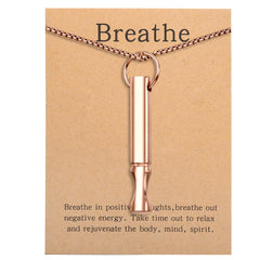 Anxiety Breathe Necklace Mindfulness Breathing Necklace Stress Relief Stainless Steel Pendant Necklace for Women Men