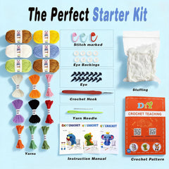 Cosminy 8Pcs Crochet Kit for Beginners, DIY Craft for Adults and Kids, Great Gift for Crochet Lovers, Crocheting Animal Kits with Step by Step Videos,Yarn,Crochet Hook,Birthday Holiday Gift