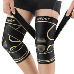 Copper Knee Braces with Strap for Knee Pain Women and Men(2 Pack), Knee Compression Sleeve for Arthritis, ACL, Meniscus Tear, Joint Pain Relief, Knee Support for Working, Running, Weightlifting(XL)