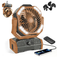 Odoland 40000mAh Camping Fan with LED Light, Battery Operated Oscillating Desk Fan with Remote & Hook, Rechargeable Outdoor Tent Fan with Timer for Hurricane Power Outage Travel Jobsite RV, Green