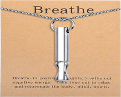 Anxiety Breathe Necklace Mindfulness Breathing Necklace Stress Relief Stainless Steel Pendant Necklace for Women Men