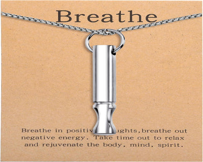 Anxiety Breathe Necklace Mindfulness Breathing Necklace Stress Relief Stainless Steel Pendant Necklace for Women Men