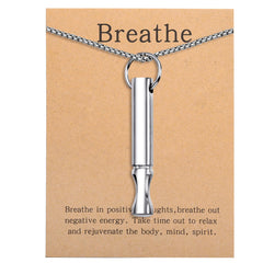 Anxiety Breathe Necklace Mindfulness Breathing Necklace Stress Relief Stainless Steel Pendant Necklace for Women Men