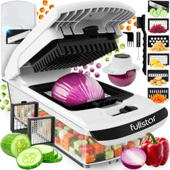 Fullstar Pro Original Vegetable Chopper - Chopper and Spiralizer - Food Chopper with Container, Fruit Cutter, Onion Dicer - All-in-One Prep Tool - Kitchen Gadgets and Gifts (4 in 1, White)