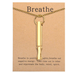 Anxiety Breathe Necklace Mindfulness Breathing Necklace Stress Relief Stainless Steel Pendant Necklace for Women Men
