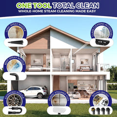 Handheld Steam Cleaner, 230°F Pressurized Steamer with No Water Spitting & Continuous Steam, 350ML Chemical-Free Deep Cleaning for Grease & Grime, 12 Accessories for Grout, Bathroom, Kitchen & Car