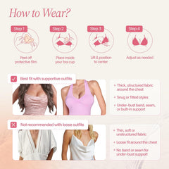 Muse Saga Push Up Sticky Bra Inserts – Hypoallergenic Sticky Bra inserts push up, Invisible Sticky push up bra inserts