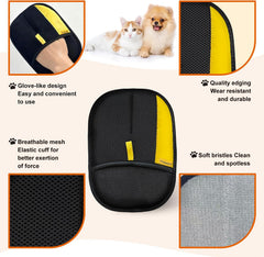 Electrostatic Gloves for Pet Hair Removal: Upgraded 2PCS Animal Fur Removal Tool for Dogs&Cats Efficient Reusable Pet Hair Remover for Couch Carpet Car Seat Clothing Quick Clean (2 pcs-Black)