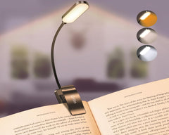 Gritin 16 LED Rechargeable Book Light for Reading in Bed | Eye Caring 3 Color Temperatures,Stepless Dimming Brightness,80 Hrs Runtime,Lightweight Flexible Clip on Light for Book Lovers