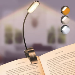 Gritin 16 LED Rechargeable Book Light for Reading in Bed | Eye Caring 3 Color Temperatures,Stepless Dimming Brightness,80 Hrs Runtime,Lightweight Flexible Clip on Light for Book Lovers