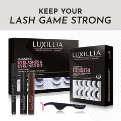 Luxillia 10-Piece Magnetic Eyelashes with Applicator & Magnetic Eyeliner Kit – Reusable Natural Magnetic Lashes – Easy Apply Lash Kit for Beginners – Waterproof, Short & Dramatic Looks