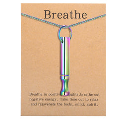 Anxiety Breathe Necklace Mindfulness Breathing Necklace Stress Relief Stainless Steel Pendant Necklace for Women Men