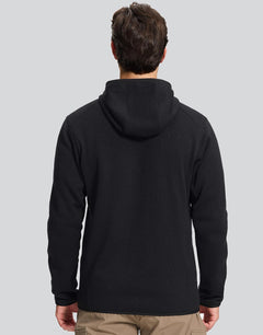 Pioneer Camp Men's Full Zip Fleece Jacket with Hood Chest Pocket Winter Warm Lightweight Outwear Coat Hiking Climbing Skiing