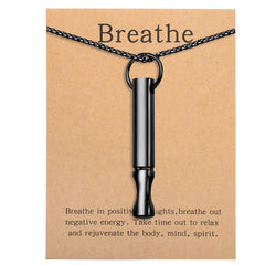 Anxiety Breathe Necklace Mindfulness Breathing Necklace Stress Relief Stainless Steel Pendant Necklace for Women Men