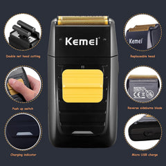 KEMEI Professional Hair Clipper and Trimmers Set, Cordless Barber Clippers, Beard Trimmer, Electric Foil Shaver with Replacement Heads, KM-PG2299, KM-2296, KM-1102